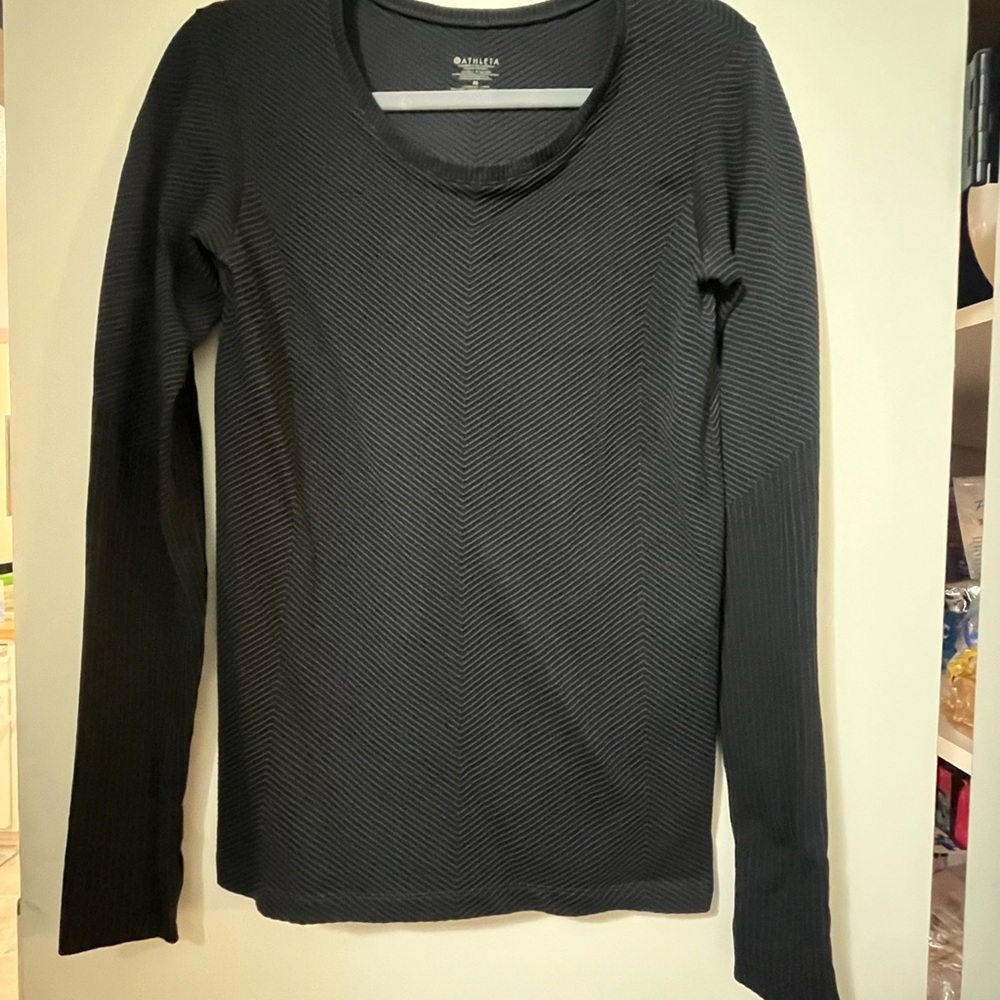 Athleta Black Chevron Long Sleeve Top